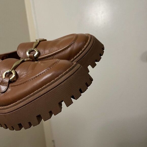 AREZZO brown leather platform slip on loafer shoes size EU 40 - Picture 7 of 8